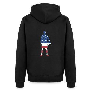 Sport Us Flag Jorkyball - Unisex Premium Organic Zip Hoodie - black - Back - Nico (187cm)