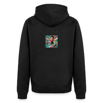 Fußball Emotion - Unisex Premium Bio Zip Hoodie - Schwarz - Hinten - Nico (187cm)