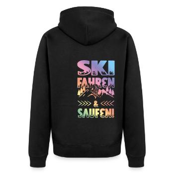 Ski fahren und saufen - Unisex Premium Bio Zip Hoodie - Schwarz - Hinten - Nico (187cm)