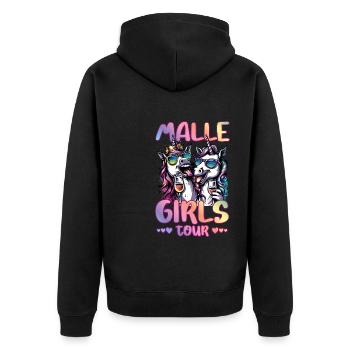 Malle Girls Tour Einhorn Mallorca - Unisex Premium Bio Zip Hoodie - Schwarz - Hinten - Nico (187cm)