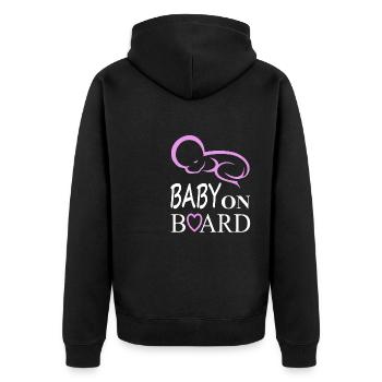 Baby on board Babysprüche Schwanger Babyfüße gift - Unisex Premium Bio Zip Hoodie - Schwarz - Hinten - Nico (187cm)