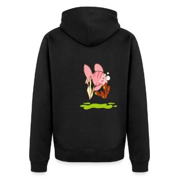roter Fisch Fischkopf Fischerei fischen Geschenk - Unisex Premium Bio Zip Hoodie - Schwarz - Hinten - Nico (187cm)