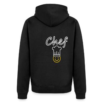 Chefkoch kochen Köchin lecker kochen Geschenkidee - Unisex Premium Bio Zip Hoodie - Schwarz - Hinten - Nico (187cm)