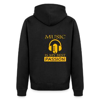 Musik ist meine Leidenschaft Musiker Geschenkidee - Unisex Premium Bio Zip Hoodie - Schwarz - Hinten - Nico (187cm)