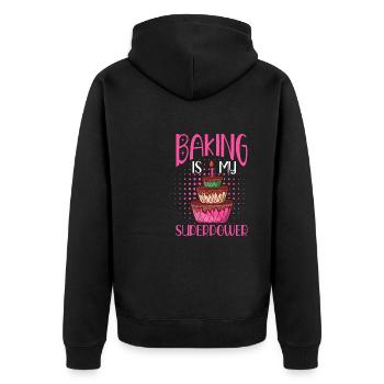 La cuisson est mon superpouvoir – Chef pâtissier Baker Life - Veste à capuche bio Premium Unisexe - noir - Dos - Nico (187cm)