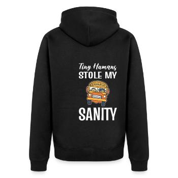 Tiny Humans Stole My Sanity Schulbusfahrer - Unisex Premium Bio Zip Hoodie - Schwarz - Hinten - Nico (187cm)