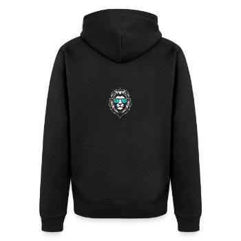 Löwe Holger - Unisex Premium Bio Zip Hoodie - Schwarz - Hinten - Nico (187cm)