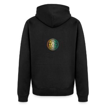 David - Unisex Premium Organic Zip Hoodie - black - Back - Nico (187cm)