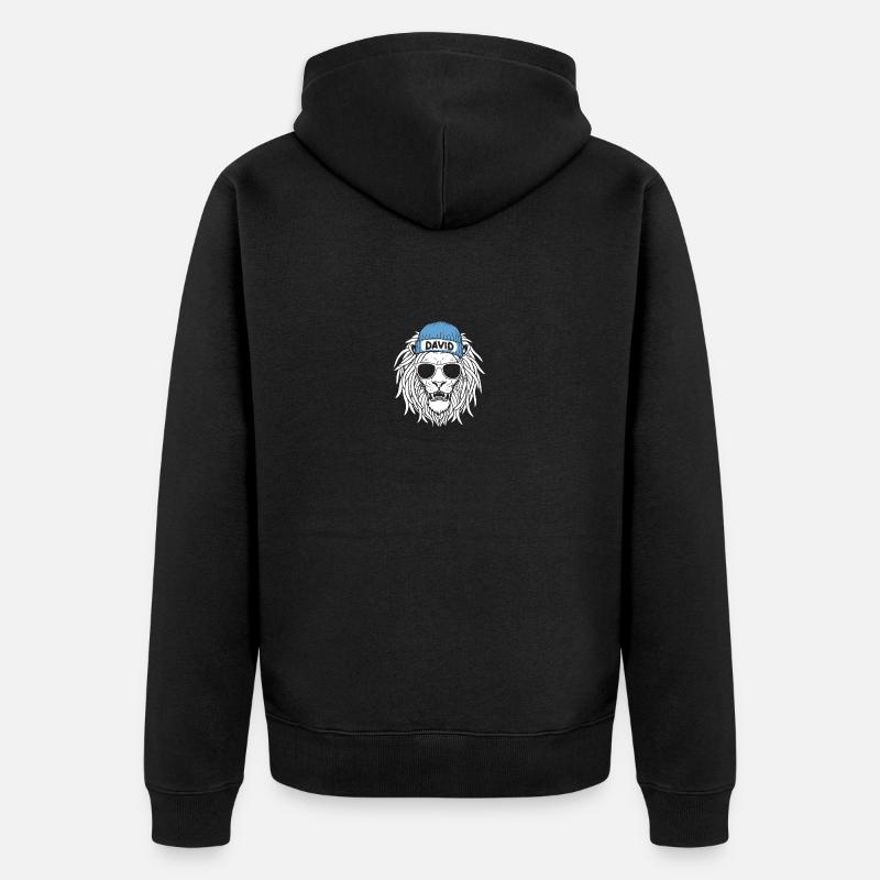 Löwe David - Unisex Premium Bio Zip Hoodie - Schwarz