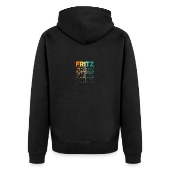 Fritz - Unisex Premium Bio Zip Hoodie - Schwarz - Hinten - Nico (187cm)