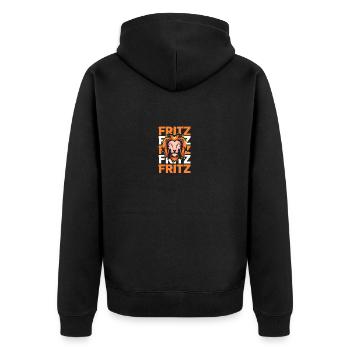 Löwe Fritz - Unisex Premium Bio Zip Hoodie - Schwarz - Hinten - Nico (187cm)