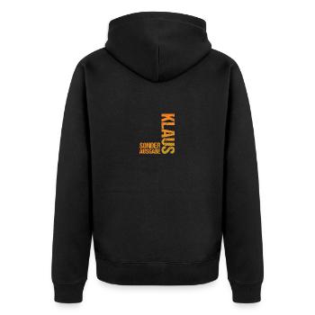 Klaus - Unisex Premium Bio Zip Hoodie - Schwarz - Hinten - Nico (187cm)