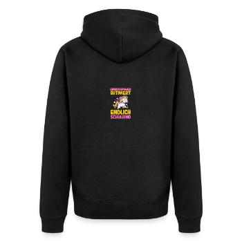 Garderie Sortant de l’école Inscription Licorne Écolier - Veste à capuche bio Premium Unisexe - noir - Dos - Nico (187cm)