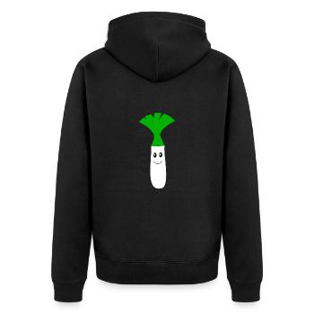 Poireaux Kawaii Fruits Kawaii Légumes Kawaii - Veste à capuche bio Premium Unisexe - noir - Dos - Nico (187cm)
