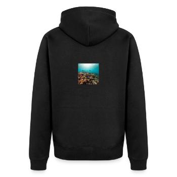 Korallenriff - Unisex Premium Bio Zip Hoodie - Schwarz - Hinten - Nico (187cm)