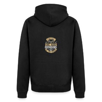 Coffee in one hand confidence in the other - Unisex Premium Organic Zip Hoodie - black - Back - Nico (187cm)