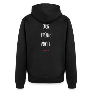Le lève-tôt peut moi. - Veste à capuche bio Premium Unisexe - noir - Dos - Nico (187cm)