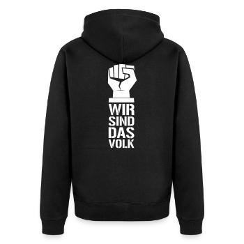 WIR SIND DAS VOLK - Unisex Premium Bio Zip Hoodie - Schwarz - Hinten - Nico (187cm)