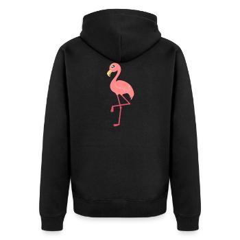 flamingo - Unisex Premium Organic Zip Hoodie - black - Back - Nico (187cm)