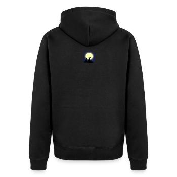 Two rabbits at the full moon - Unisex Premium Organic Zip Hoodie - black - Back - Nico (187cm)