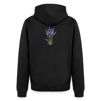 Bouquet aus provenzalischem Lavendel. - Unisex Premium Bio Zip Hoodie - Schwarz - Hinten - Nico (187cm)