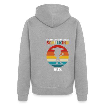 Schulkind Anfang Schulstart Geschenk - Unisex Premium Bio Zip Hoodie - Grau meliert - Hinten - Nico (187cm)