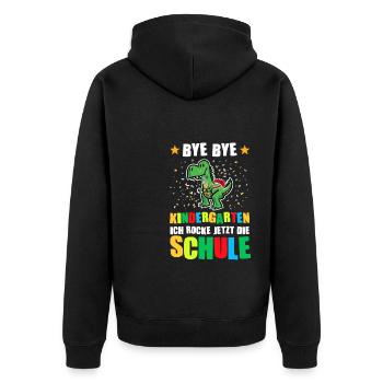 Schulkind Dino Schulstart Geschenk - Unisex Premium Bio Zip Hoodie - Schwarz - Hinten - Nico (187cm)