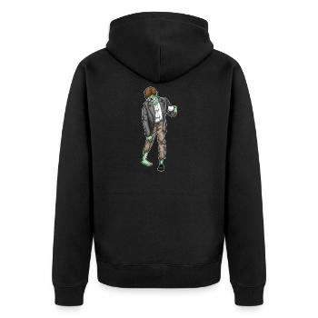 Zombie Halloween Kaffee - Unisex Premium Bio Zip Hoodie - Schwarz - Hinten - Nico (187cm)