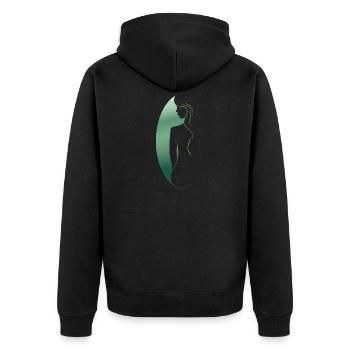 Green Woman Silhouette – Stylish & Harmonious - Unisex Premium Organic Zip Hoodie - black - Back - Nico (187cm)