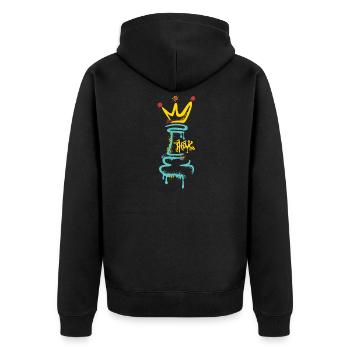 Chess Figure Graffiti with Crown – Street Art - Unisex Premium Organic Zip Hoodie - black - Back - Nico (187cm)