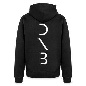 DnB Drum & Bass – Minimalistische Rave-Band - Unisex Premium Bio Zip Hoodie - Schwarz - Hinten - Nico (187cm)