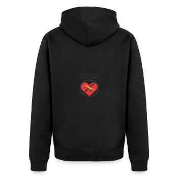 Kein Herz für Plattwürmer - Unisex Premium Bio Zip Hoodie - Schwarz - Hinten - Nico (187cm)
