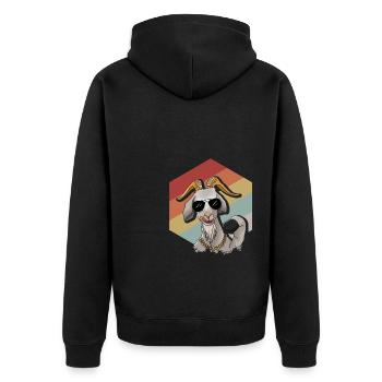 Chèvre rétro cool avec lunettes de soleil - Veste à capuche bio Premium Unisexe - noir - Dos - Nico (187cm)