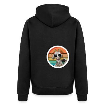 Chèvre rétro cool avec lunettes de soleil - Veste à capuche bio Premium Unisexe - noir - Dos - Nico (187cm)