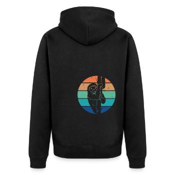 Süßes Retro Vintage Faultier - Unisex Premium Bio Zip Hoodie - Schwarz - Hinten - Nico (187cm)