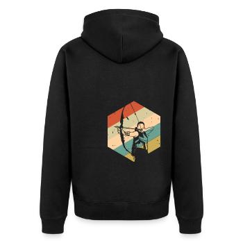 Retro Vintage Bogenschütze - Unisex Premium Bio Zip Hoodie - Schwarz - Hinten - Nico (187cm)