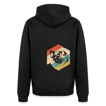 Retro Vintage Mops - Unisex Premium Bio Zip Hoodie - Schwarz - Hinten - Nico (187cm)