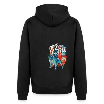 Drôle de carlin Chien de tête de chien - Veste à capuche bio Premium Unisexe - noir - Dos - Nico (187cm)