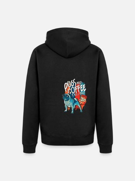 Funny Pug Dog Head Dog - Unisex Premium Organic Zip Hoodie - black