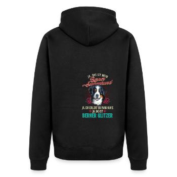 Berner Sennenhund Glitzer Haare - Unisex Premium Bio Zip Hoodie - Schwarz - Hinten - Nico (187cm)
