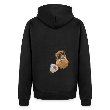 Tête de chien carlin drôle - Veste à capuche bio Premium Unisexe - noir - Dos - Nico (187cm)
