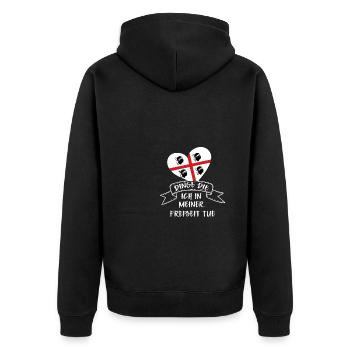 Freizeit Sardinien Urlaub - Unisex Premium Bio Zip Hoodie - Schwarz - Hinten - Nico (187cm)