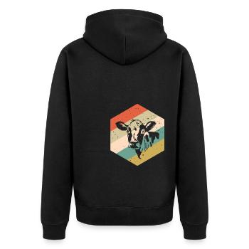 Cow Retro Background Farm - Unisex Premium Organic Zip Hoodie - black - Back - Nico (187cm)