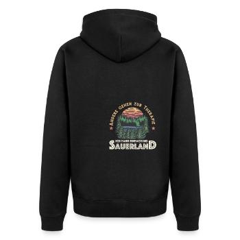 Einfach ins Sauerland Sauerländer Urlaub NRW - Unisex Premium Bio Zip Hoodie - Schwarz - Hinten - Nico (187cm)