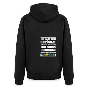 Schweden Gefühle Flagge Urlaub Geschenk - Unisex Premium Bio Zip Hoodie - Schwarz - Hinten - Nico (187cm)