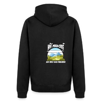 His Mercies Are New Each Morning Nature Mountains God - Unisex Premium Organic Zip Hoodie - black - Back - Nico (187cm)