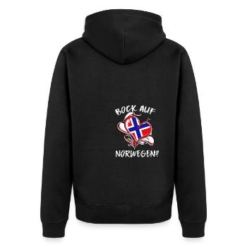 Bock auf Norwegen Flagge Urlaub Geschenk - Unisex Premium Bio Zip Hoodie - Schwarz - Hinten - Nico (187cm)