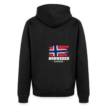 Norwegen Experte Flagge Urlaub Geschenk - Unisex Premium Bio Zip Hoodie - Schwarz - Hinten - Nico (187cm)