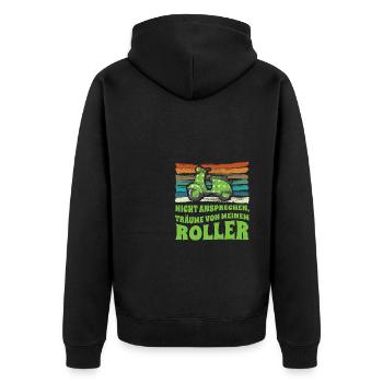 Nicht ansprechen Träume von Roller Scooter - Unisex Premium Bio Zip Hoodie - Schwarz - Hinten - Nico (187cm)
