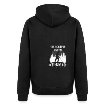 Die Schätze rufen Sondelgänger Metalldetektor - Unisex Premium Bio Zip Hoodie - Schwarz - Hinten - Nico (187cm)